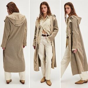 NWT NEW W/ TAGS FREE PEOPLE LANDON JACKET TRENCH GRAPHITE TAN SAND NEUTRAL RARE!